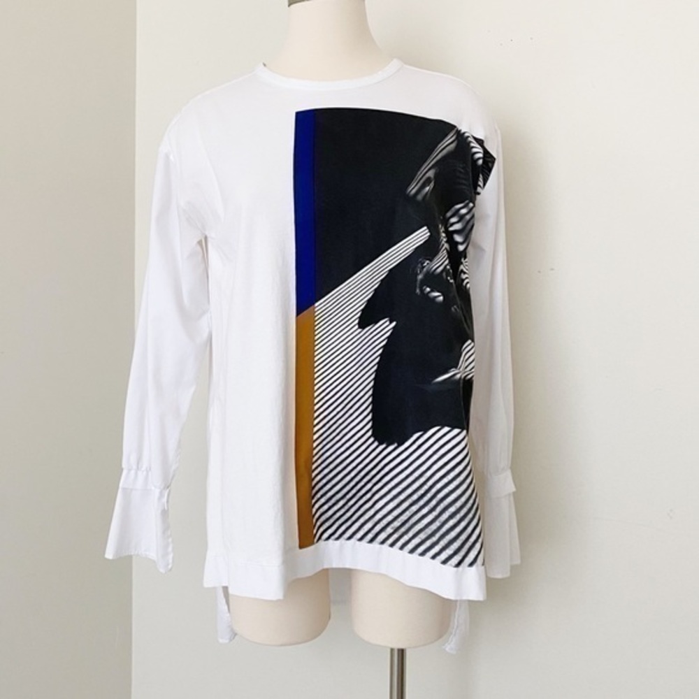 Zara white long sleeves graphic t-shirt - Picture 1 of 8
